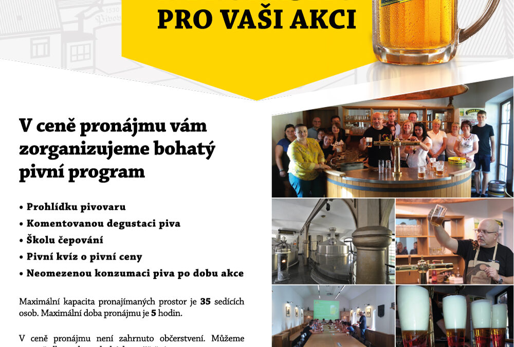 Pivovarské prostředí pro vaše akce